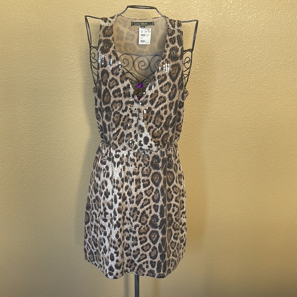 Love Stitch Sequin Leopard Dress